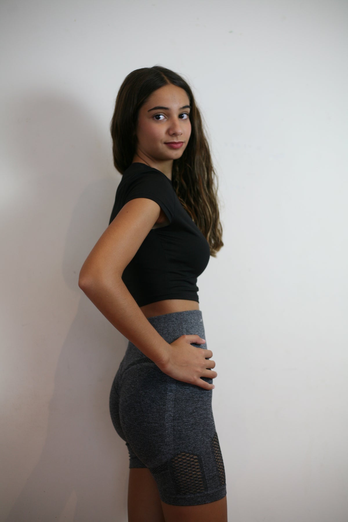 Leggins Push Up Corto Calado Gris Oscuro