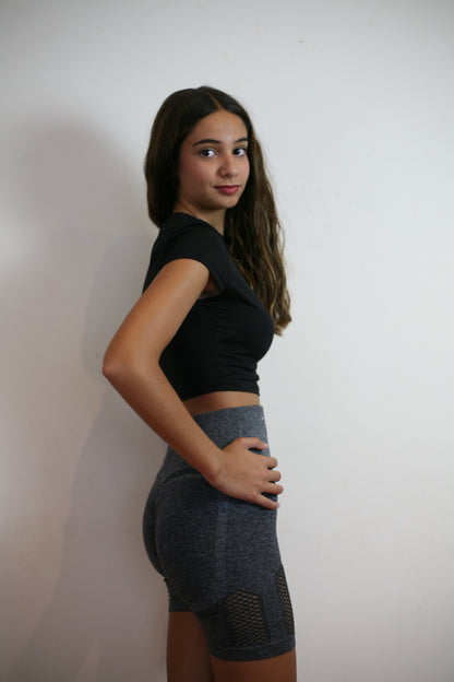 Leggins Push Up Corto Calado Gris Oscuro