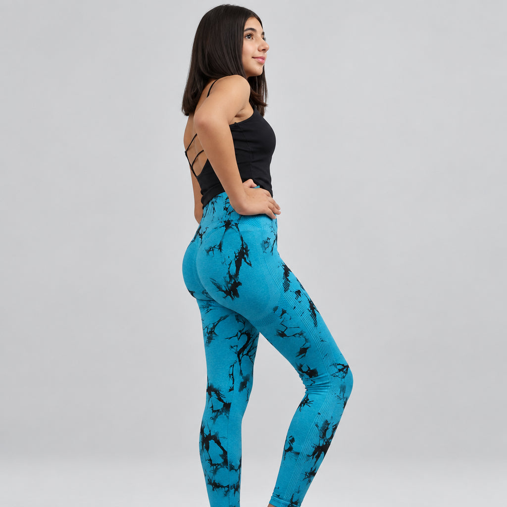 Leggins Push Up Tie-Dye Azul Turquesa